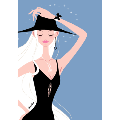 黒い服の大人の女性 人物イラスト素材