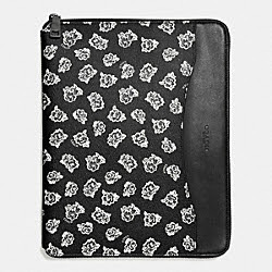 TECH CASE IN FLORAL PRINT CANVAS - COACH f57812 - BLACK/WHITE  FLORAL