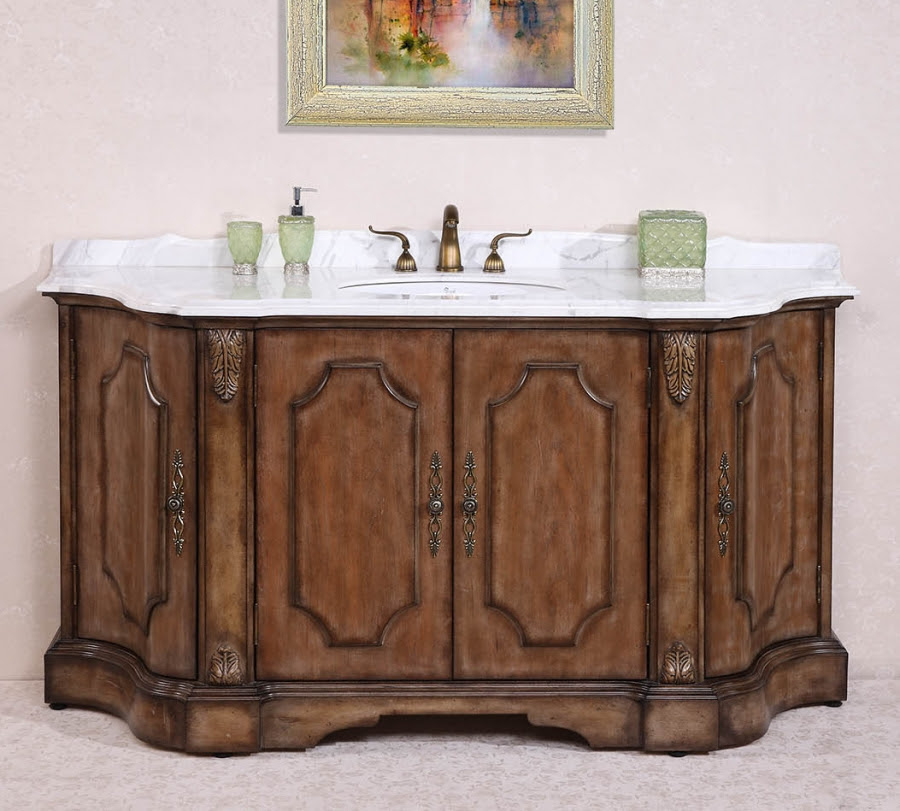 68 Inch Single Sink Bathroom Vanity in Antique Tan UVLFWH346868