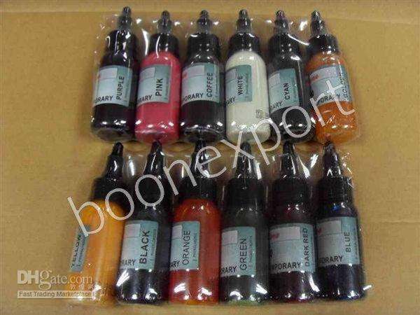 Wholesale - 12 Colors Airbrush Body Art Temporary Tattoo Ink