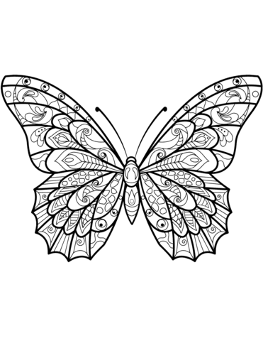 zentangle butterfly coloring page  free printable coloring