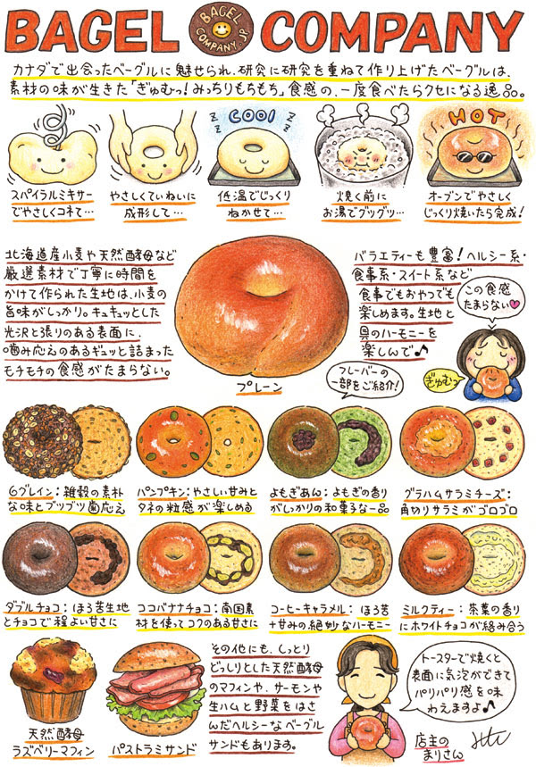 フード イラストライター たかえみちこ 川崎グルメぐり ベーグルカンパニー