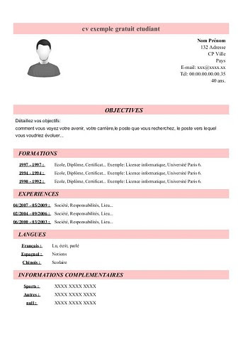 modele de cv pour jeune de 16 ans