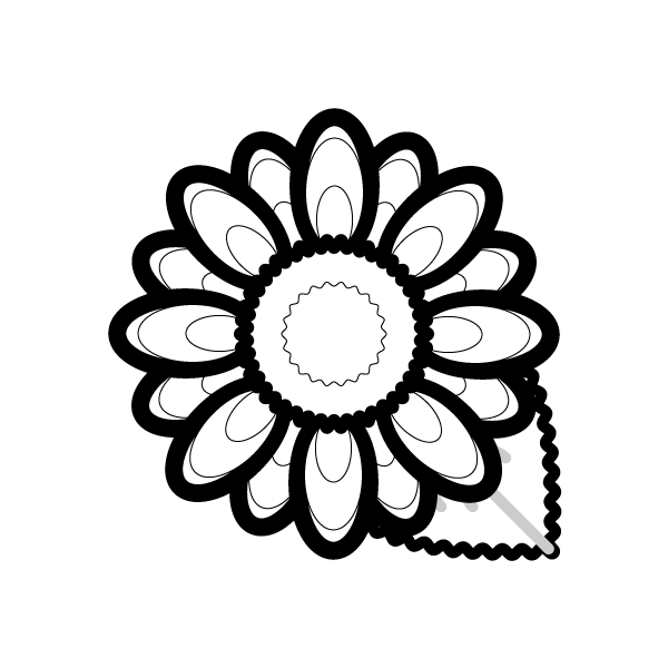 塗り絵に最適な白黒でかわいいひまわりの無料イラスト 商用フリー オイデ43