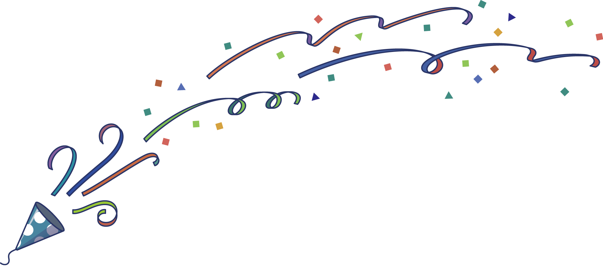 パーティクラッカーイラスト 紙テープと紙ふぶきのパーツ素材付き 可愛い無料イラスト素材集
