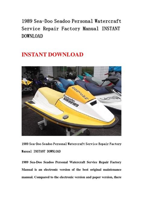 PDF 1989 Seadoo Factory Service Shop Manual