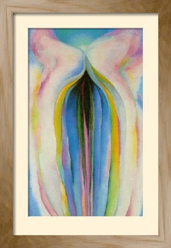 Framed Posters: - Georgia O'Keeffe Grey Line With Black Blue And Yellow Framed Art Print (80 x 56 cm) 