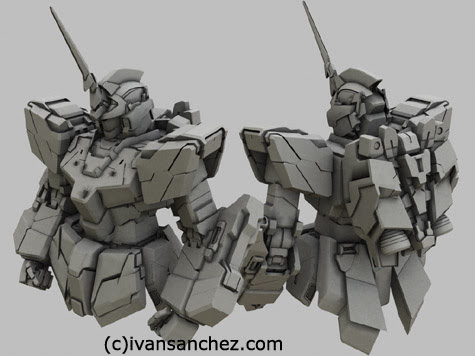 mobile suit gundam Unicorn Destroy mode 3d mesh cg sandrum