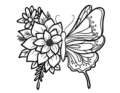 Butterfly and flowers coloring page from butterfly category. floral butterfly coloring sheet scyap
