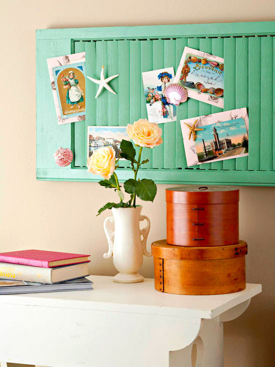 Cottage style shutter with photographs
