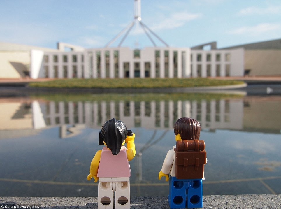 Taking in the sights: The pair at the Parliament building in Canberra