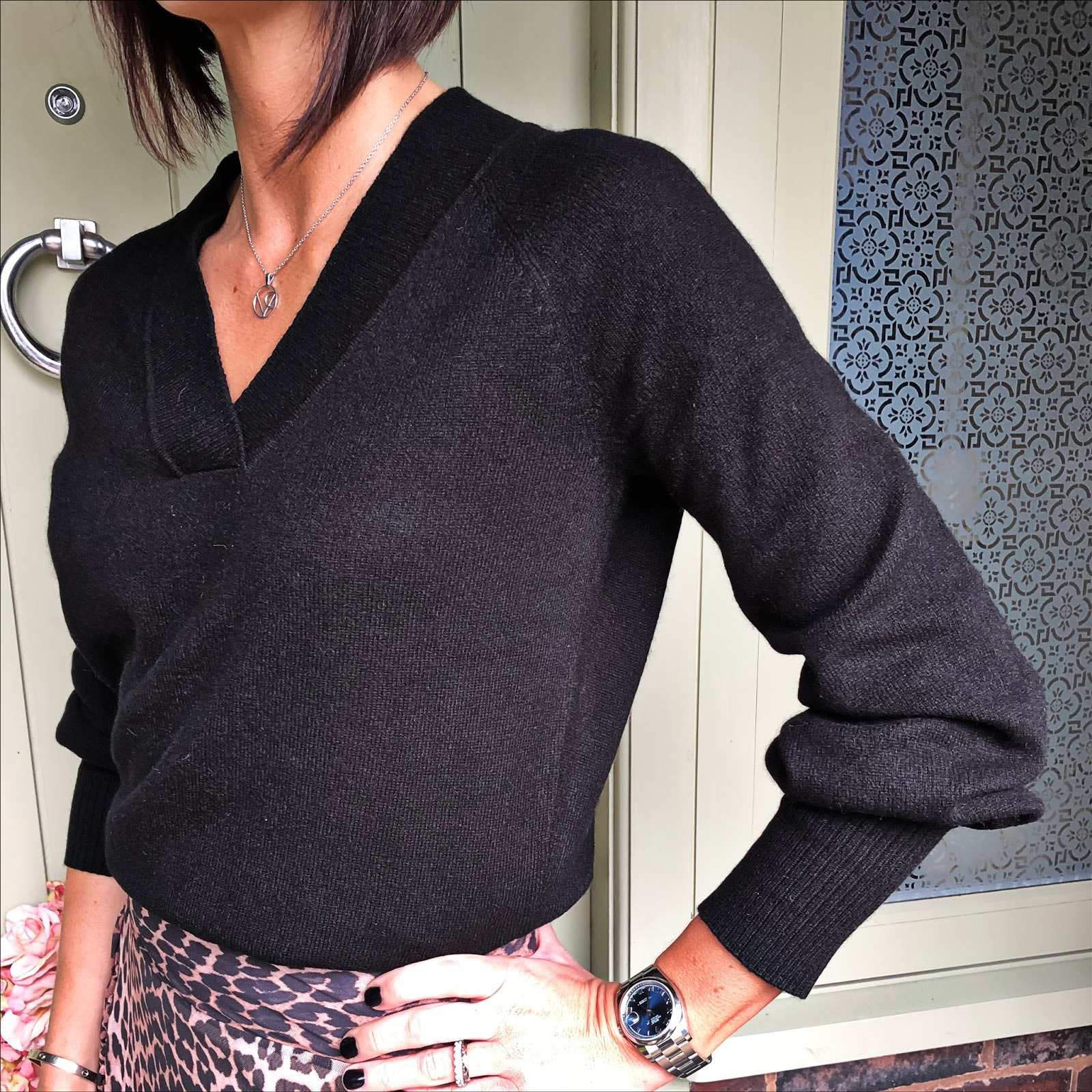 my midlife fashion, house of fraser, biba cashmere v neck jumper