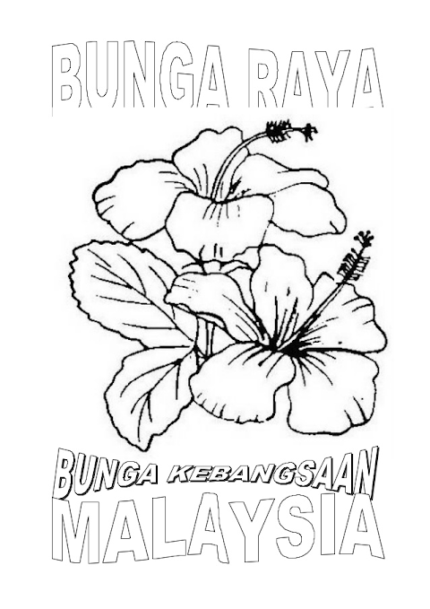 bunga raya corak bendera hitam putih