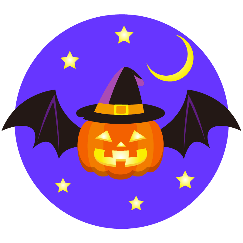 商用フリーイラスト 無料 10月 ハロウィンかぼちゃ ランタン コウモリ 夜 Halloween 商用ok フリー素材集 ナイスなイラスト