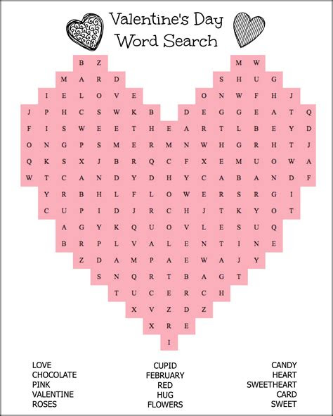  great day word search printable valentines day words valentine words