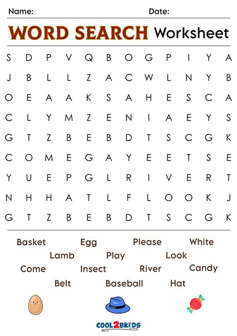  printable kindergarten word search cool2bkids