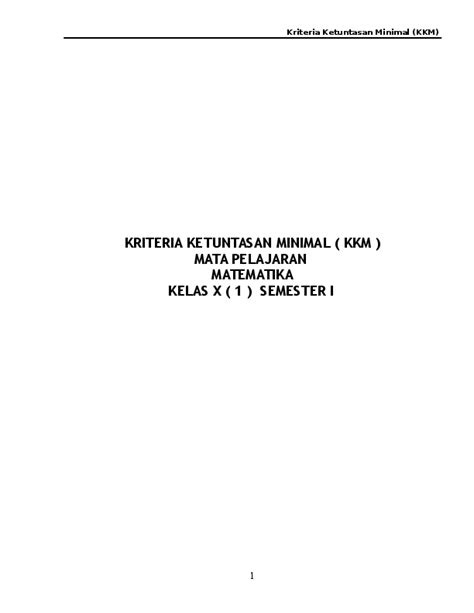 (DOC) KRITERIA KETUNTASAN MINIMAL ( KKM ) MATA PELAJARAN