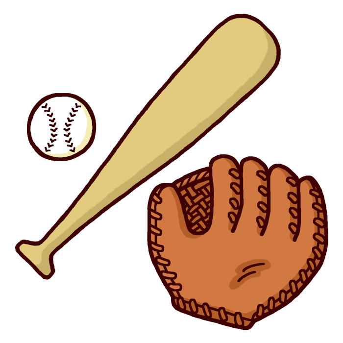 ボール バット グローブ カラー 野球のイラスト 部活動 クラブ活動 運動部 学校の無料素材