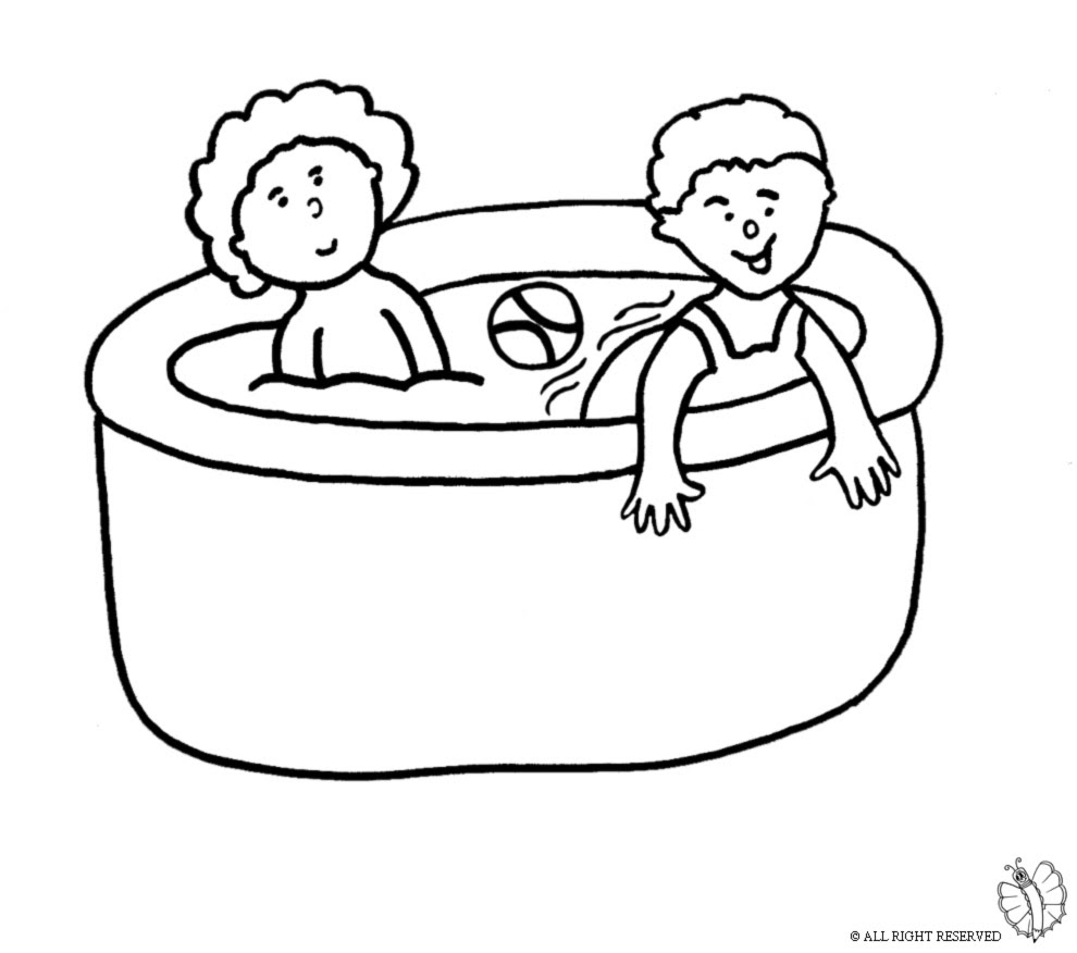 Estremamente Stampa disegno di Bambini in Piscina da colorare TL21