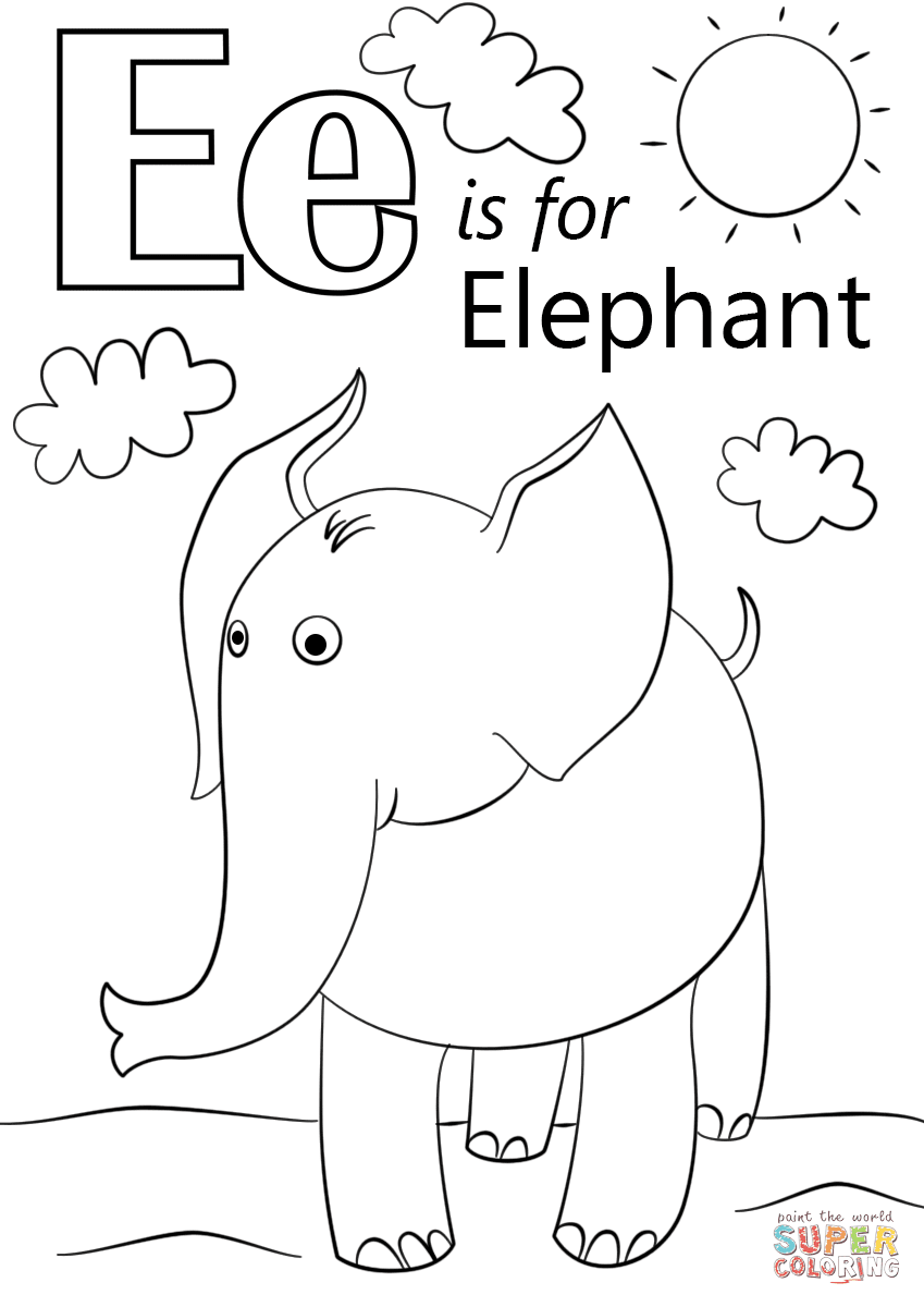 Download Letter E is for Elephant coloring page | Free Printable ...