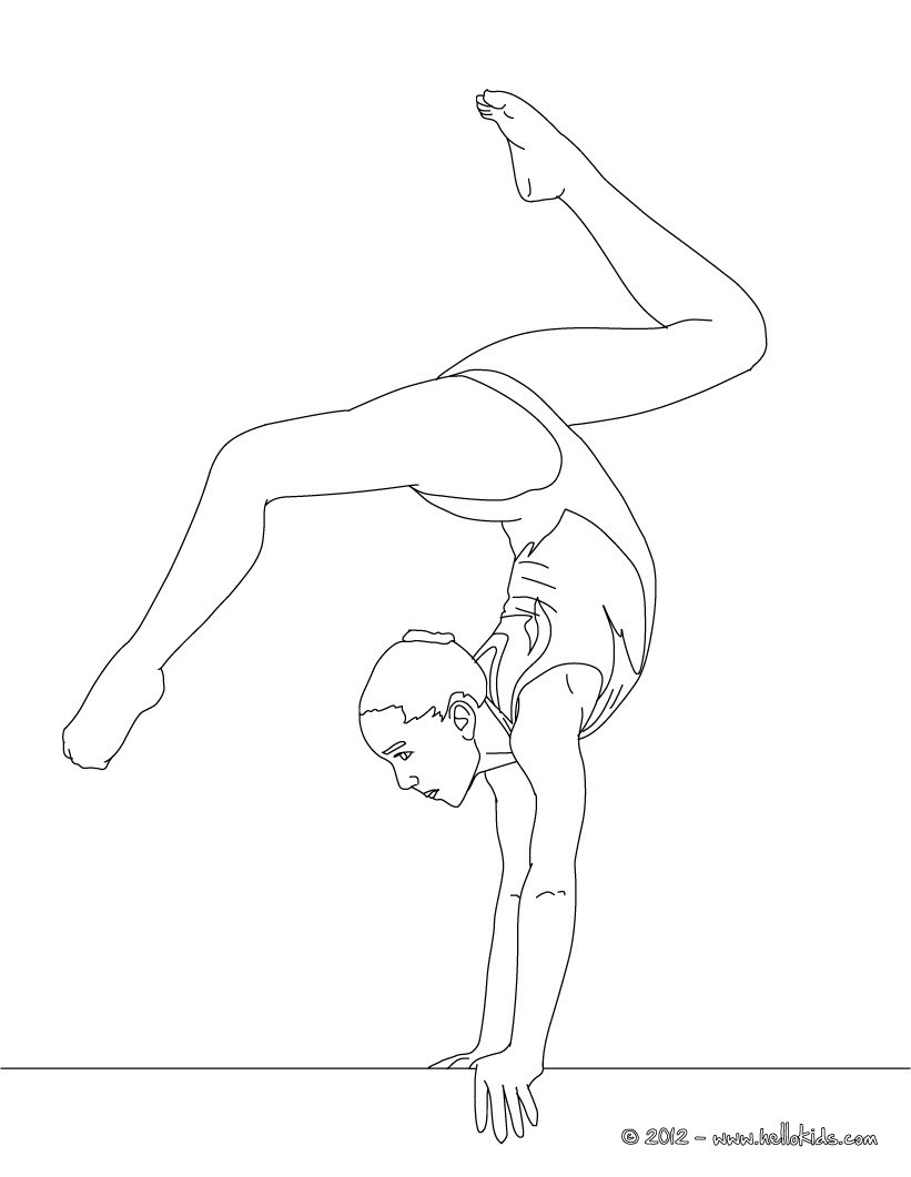 Balance beam artistic gymnastics coloring pages  