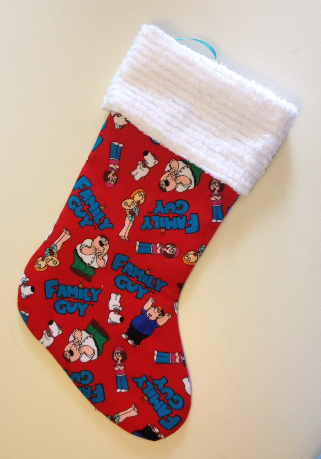 Family Guy and Chenille Handmade Christmas Stocking with FREE US SHIPPING