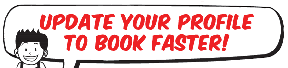 Update your profile to book faster!