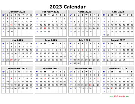  free download printable calendar 2023 in one page clean design