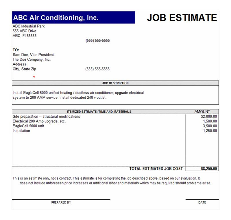 Impressive Free Job Estimate Template 799 x 762 · 71 kB · jpeg
