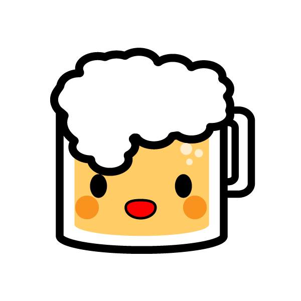 キャラクター風で笑顔のかわいいビールの無料イラスト 商用フリー オイデ43