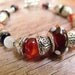 Red and Black Agate and Lamp Work Bead Bracelet