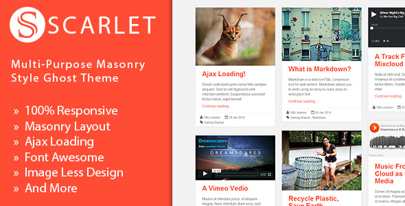 Scarlet - Multi-Purpose Masonry Style Ghost Theme - Ghost Themes Blogging