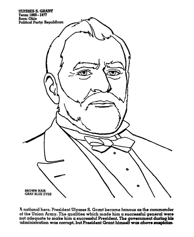 ulysses s grant. Ulysses S. Grant Coloring Page