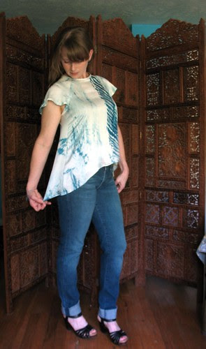 Top made from hand dyed Shibori Silk