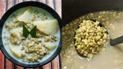 1/8 kacang hijau · 5 buah pisang kepok masak iris serong · 1 biji gula merah (hrga 2rb) · 2 bks santan kara · 1/2 sdt vanili bubuk · 5 sdm gula pasir. Inilah Resep Bubur Kacang Hijau dengan Metode 5-30-7