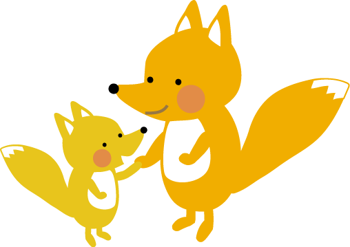 キツネの親子のイラスト 無料イラスト フリー素材