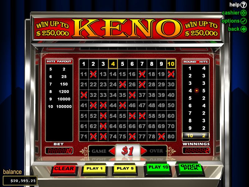 Play Online Keno Game. Free Casino Cash