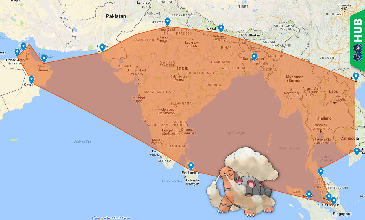 ポケモンgo コータスの出現地域はインドを中心にかなり広範囲に渡る模様 ポケモンgo攻略まとめ速報