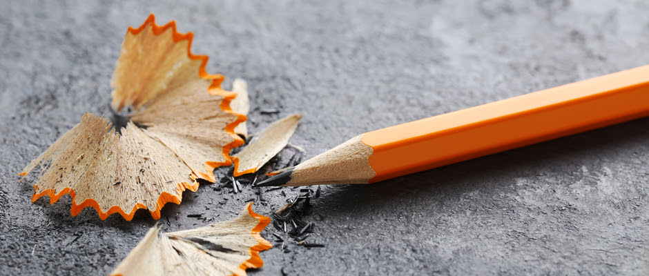 A sharpened pencil surrounded by shavings