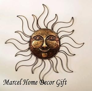 Amazon.com: Sun Face Metal Wall Art Decor Plaque,Indoor, Outdoor ...