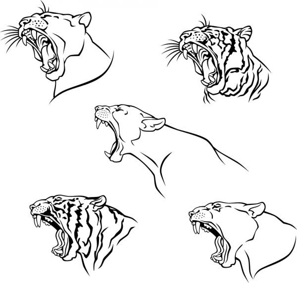 虎の線画 Tiger Avatars Vector Free Vector 4 You