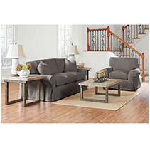 Madison Slipcover 2-Piece Living Room Set, Grey
