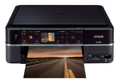 EPSON Colorio インクジェット複合機 EP-803A 有線・無線LAN標準搭載 カンタンLEDナビ搭載 前面二段給紙カセット 6色染料インク ブラックモデル