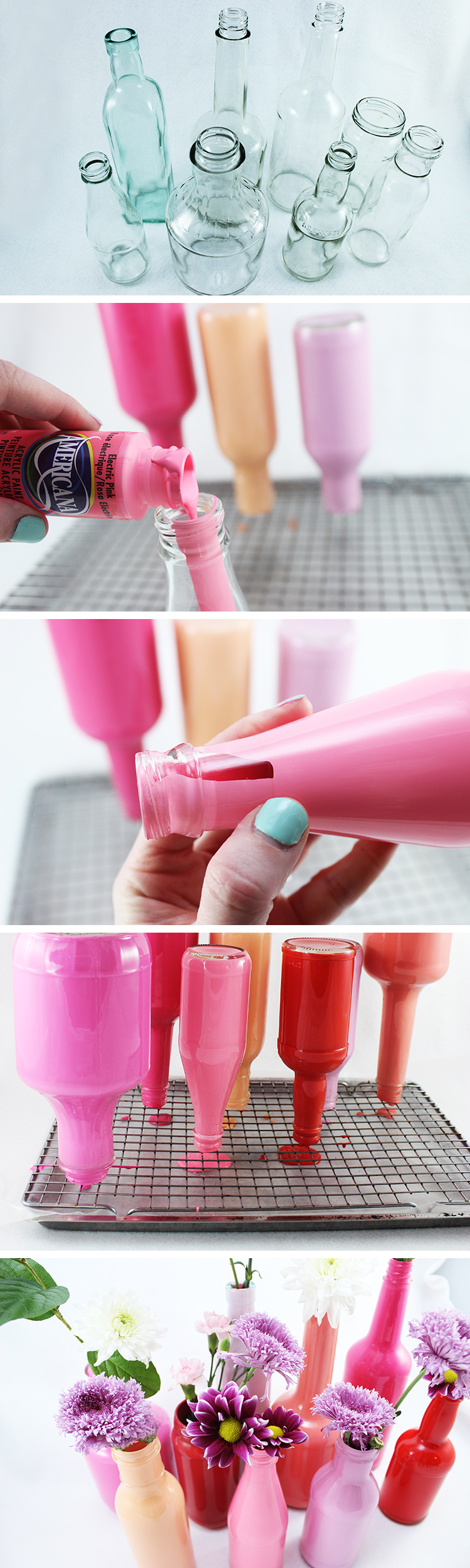 Diy Painted Glass Bottle Vases Glass Bottle Craft