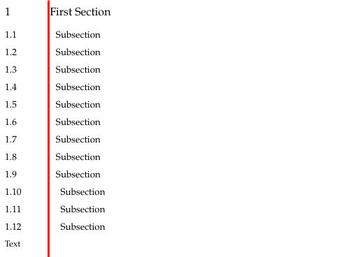 Properly Align Sections and Subsections