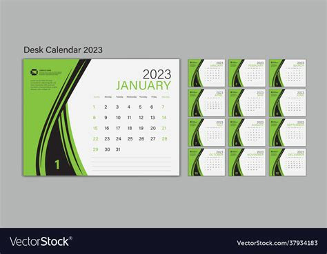  set desk calendar 2023 template royalty free vector image