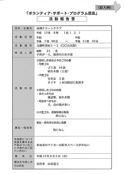 記入例 活動報告書