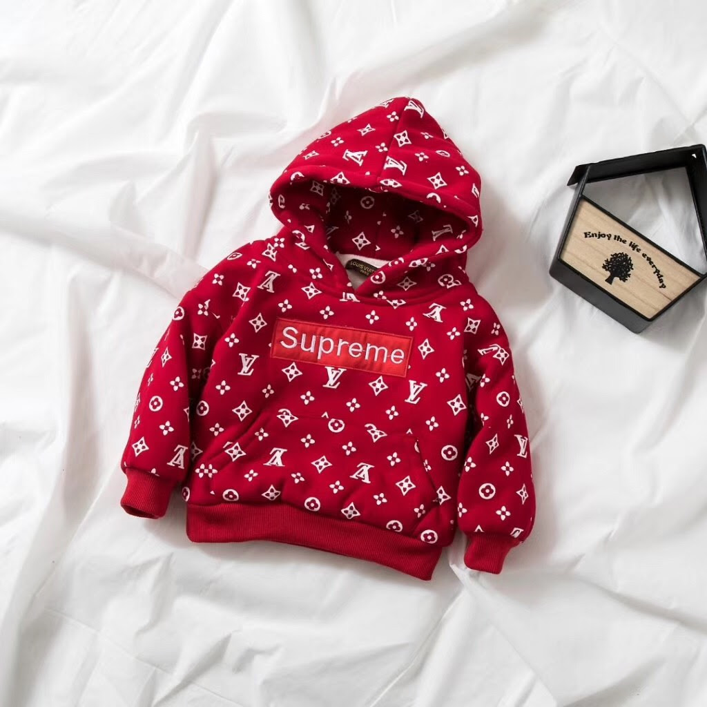 Supreme Lv 子供服 コピーブランドパーカー洋服 女の子用 長袖 スウェット 秋冬パーカー パロディ韓国 海外