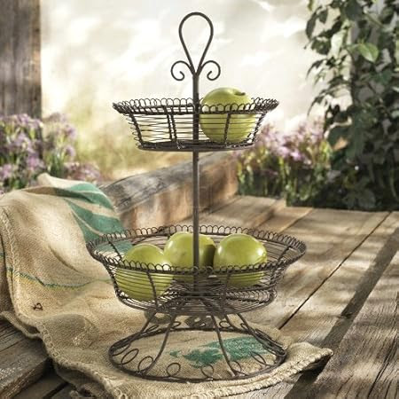 2 TIER FRENCH WIRE FRUIT STAND