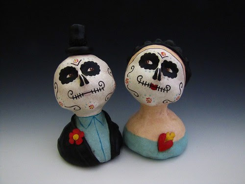 day of the dead art women. day of the dead couple art dolls